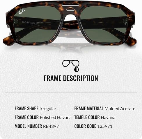 RAY-BAN RB4397 Corrigan Bio Square-Round Roundsistes Grasshes مع حزمة مجموعة النظارات الرسمية in Saudi Arabia
