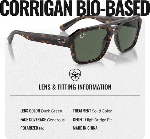 RAY-BAN RB4397 Corrigan Bio Square-Round Roundsistes Grasshes مع حزمة مجموعة النظارات الرسمية in Saudi Arabia