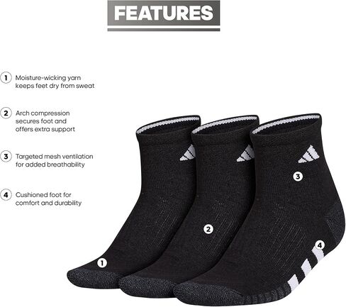 adidas Women's Cushioned Quarter Socks (3-Pair) with Arch Compression in Saudi Arabia