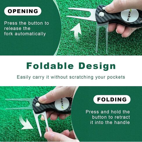 Switchblade Golf Divot Repair Tool with Magnetic Ball Marker – Foldable Metal Golf Ball Marker and Divot Tool for Golfers in Saudi Arabia
