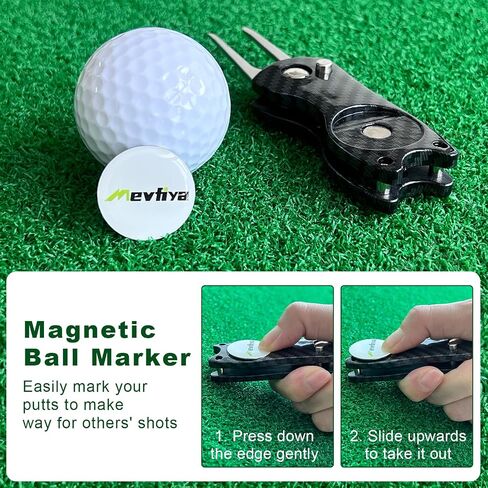 Switchblade Golf Divot Repair Tool with Magnetic Ball Marker – Foldable Metal Golf Ball Marker and Divot Tool for Golfers in Saudi Arabia