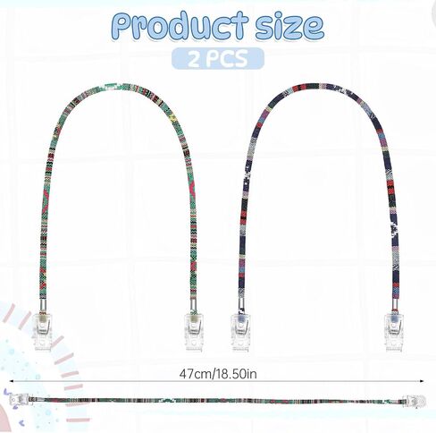2 Pcs Folk Style Napkin Clip 18.5" Elder Dining Bib Clip Portable Bib Clips Lightweight Napkin Holder(Blue and Green) in Saudi Arabia