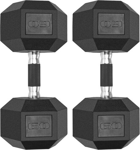 Liferun Rubber Grip Dummbells من الحديد الزهر المطلي المطلي بالمطاط ، مع دمبل سداسي مضاد للانزلاق ، وأوزان مجانية مجموعة الدمبل ، 60 رطل/ 65 رطل/ 70 رطل/ 75 رطل مجموعة Dumbbells من 2 in Kuwait