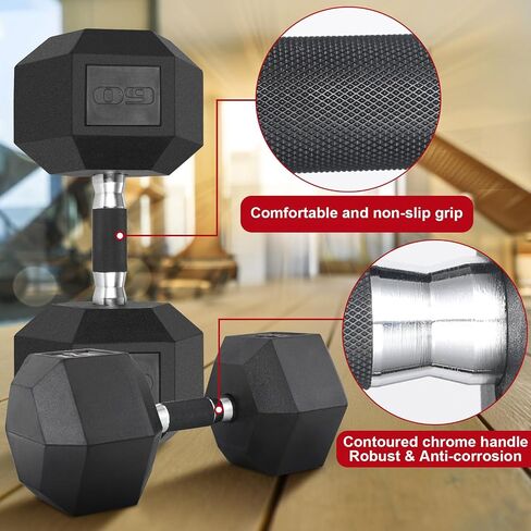 Liferun Rubber Grip Dummbells من الحديد الزهر المطلي المطلي بالمطاط ، مع دمبل سداسي مضاد للانزلاق ، وأوزان مجانية مجموعة الدمبل ، 60 رطل/ 65 رطل/ 70 رطل/ 75 رطل مجموعة Dumbbells من 2 in Kuwait