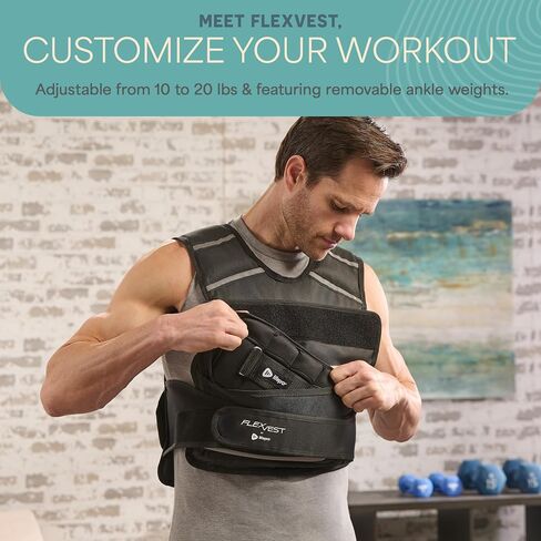 Lifepro 2-in-1 Adjustable Weighted Vest + Ankle Weights (15 & 20lbs) - Running weighted vest for Women & Men with Reflective Stripe, Phone Pocket - Workout Equipment for Strength Training & Fitness in Saudi Arabia