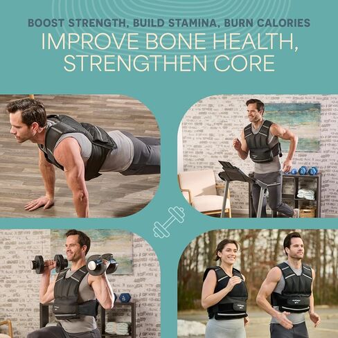 Lifepro 2-in-1 Adjustable Weighted Vest + Ankle Weights (15 & 20lbs) - Running weighted vest for Women & Men with Reflective Stripe, Phone Pocket - Workout Equipment for Strength Training & Fitness in Saudi Arabia