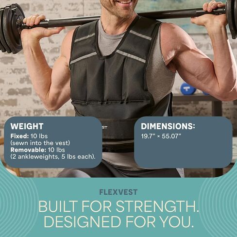 Lifepro 2-in-1 Adjustable Weighted Vest + Ankle Weights (15 & 20lbs) - Running weighted vest for Women & Men with Reflective Stripe, Phone Pocket - Workout Equipment for Strength Training & Fitness in Saudi Arabia