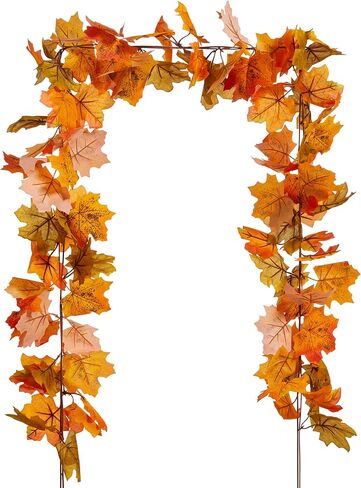 2pcs Black Maple Leaf Garlands Halloween Artificial Flower Garland Fall Leaves Vines for Autumn Thankgiving Decoration for Home Wedding Party in Saudi Arabia