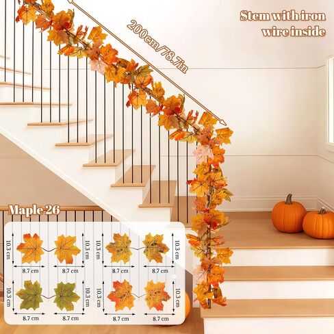 2pcs Black Maple Leaf Garlands Halloween Artificial Flower Garland Fall Leaves Vines for Autumn Thankgiving Decoration for Home Wedding Party in Saudi Arabia