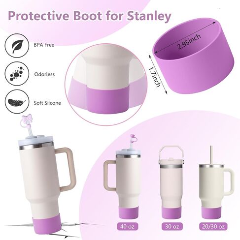 مجموعة ملحقات كأس Stanley 10pcs ، تشمل إكسسوارات Stanley أغطية قش قوس 2pcs ، سحر مقبض القوس لطيف ، مجموعة من 3 سدادات مقاومة للسيليكون ، 1 سيليكون. in Kuwait