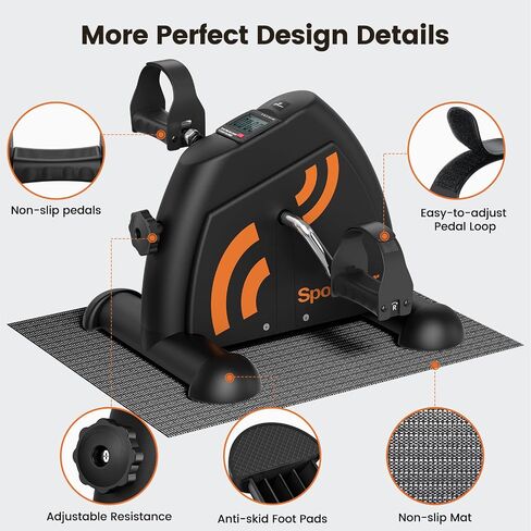 Under Desk Bike Pedal Exerciser: Sportneer Mini Exercise Bike Portable Peddler Sitting for Seniors with LCD Display Arm & Leg Bike Pedals Exerciser with Anti-Skid Mat for Home Office in Saudi Arabia