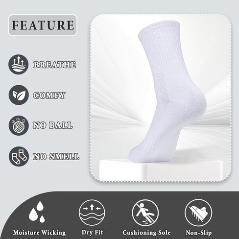 20 Pairs Men's Crew Calf Socks, Men Cushioned Breathable Cozy Athletic Running Gym Casual Sports Tube Socks in Saudi Arabia