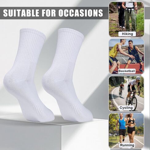 20 Pairs Men's Crew Calf Socks, Men Cushioned Breathable Cozy Athletic Running Gym Casual Sports Tube Socks in Saudi Arabia