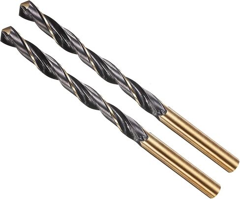 METALLIXITY Drill Bit (1/4") 2Pcs, M2 High-Speed Steel Straight Shank Spiral Flute 135°Point Tip Black and Gold Finish for Stainless Steel Iron Copper Aluminum Hard Metal in Saudi Arabia