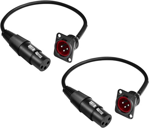 (2PCS) 11.8in D Type XLR Connector Pass Through Cable [New Version 2025] 3 Pin D Type Female Panel Mount to Male Connector for Audio Devices (D Type XLR Male to Female) in Saudi Arabia