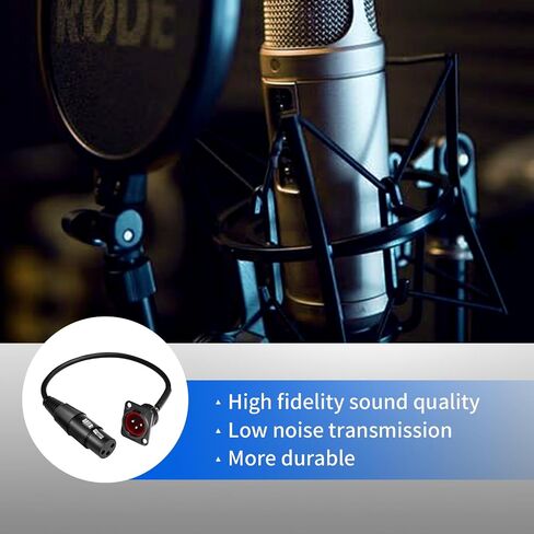(2PCS) 11.8in D Type XLR Connector Pass Through Cable [New Version 2025] 3 Pin D Type Female Panel Mount to Male Connector for Audio Devices (D Type XLR Male to Female) in Saudi Arabia