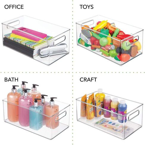 mDesign Plastic Office Supply Organizer - Storage Holder Bin with Handles for Desk Drawer, Cabinet - Pencil, Pen, Envelope and Supplies Container Basket - Ligne Collection - 4 Pack - Clear in Saudi Arabia