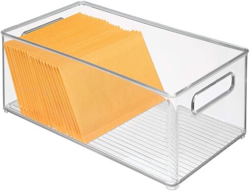mDesign Plastic Office Supply Organizer - Storage Holder Bin with Handles for Desk Drawer, Cabinet - Pencil, Pen, Envelope and Supplies Container Basket - Ligne Collection - 4 Pack - Clear in Saudi Arabia