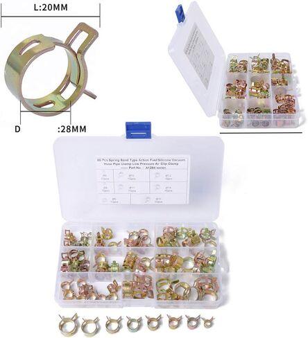 CNxinn10 Fuel Line Spring Clamp Fasteners Fuel Vacuum Hose Pipe Clamp 6mm 8mm 9mm 10mm 11mm 12mm 14mm 15mm 80 Pcs 6-15MM Spring Band Hose Clamp in Saudi Arabia