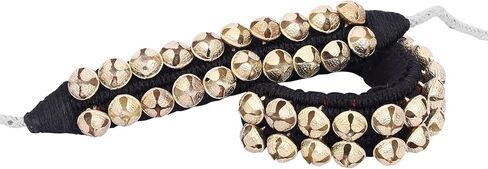 Dancing Bells Anklet Ghungroo with Colored Cushion Pad 2 Line with (20+20) Bells Best For Indian Classical Dance, Indian Style Brass Ankle Bells (BLACK) in Saudi Arabia