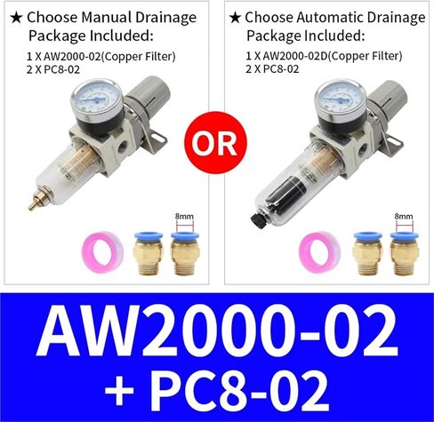 اكتب AW2000-02 AW3000-03 AW4000-04 ضاغط مرشح الهواء مرشح وحدة التحكم في زيت منظم ضغط الهواء الهوائي (AW3000-03 PC12-03) in Kuwait