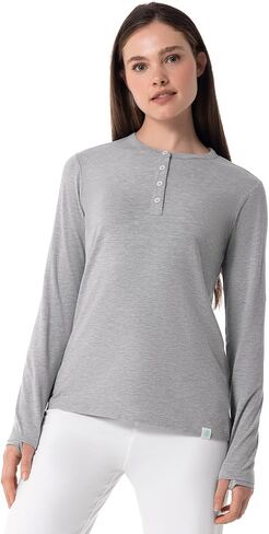 Coolibar Upf 50+ Women's Hallandale Long ، Henley ، Heather Gray ، X -Small - Sun Sun Protection in Saudi Arabia