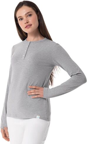 Coolibar Upf 50+ Women's Hallandale Long ، Henley ، Heather Gray ، X -Small - Sun Sun Protection in Saudi Arabia