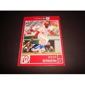 Roger Bernadina Nationals 2012 New Era Promo #16 Signed Authentic Autograph 920 - MLB Autographed Baseball Cards in Saudi Arabia