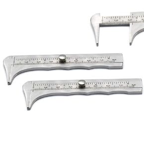 2-Piece 3-Inch Stainless Steel Vernier Caliper Pocket Measuring Tool Double Scale Sliding Gauge Mini Metal Pocket Ruler for Bead Wire Jewels Rings Measurement in Kuwait