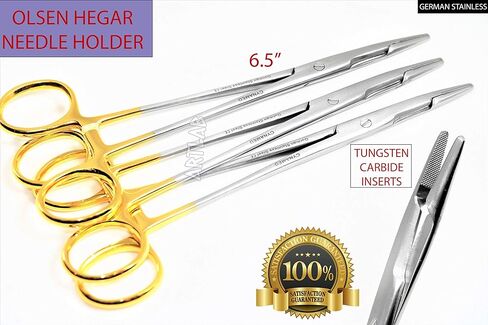 6.5 "Olsen Hegar Needle Holder TC إدراج + الذهب مقبض عالية الجودة من الألمانية غير القابل للصدأ 3EA (Cynamed) in Kuwait