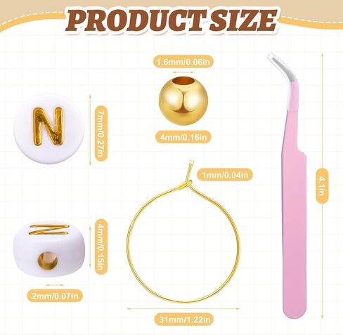 Outus 50 Set DIY Wine Glass Charms 1000 Letters Beads 100 Golden Beads 50 Rings for Stem Glasses 1 Tweezer Custom Personalized Charms Wine Glass Markers for Wedding Party Bridal Shower in Saudi Arabia