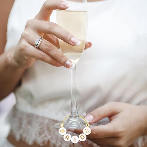 Outus 50 Set DIY Wine Glass Charms 1000 Letters Beads 100 Golden Beads 50 Rings for Stem Glasses 1 Tweezer Custom Personalized Charms Wine Glass Markers for Wedding Party Bridal Shower in Saudi Arabia