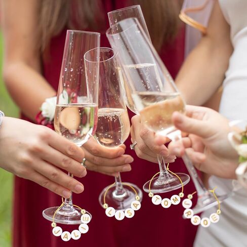Outus 50 Set DIY Wine Glass Charms 1000 Letters Beads 100 Golden Beads 50 Rings for Stem Glasses 1 Tweezer Custom Personalized Charms Wine Glass Markers for Wedding Party Bridal Shower in Saudi Arabia