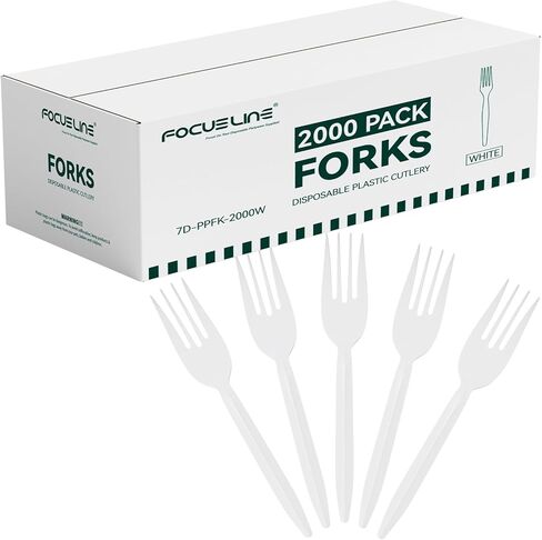 FocusLine 2000 Pack Place Plastic Spoons Bulk ، ملعقة صغيرة يمكن التخلص منها في الحرارة ، وأدوات فضية بلاستيكية لأخذ المطاعم والحفلات والنزهات والسفر وأي أحداث in Kuwait