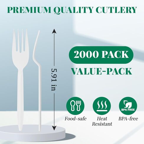 FocusLine 2000 Pack Place Plastic Spoons Bulk ، ملعقة صغيرة يمكن التخلص منها في الحرارة ، وأدوات فضية بلاستيكية لأخذ المطاعم والحفلات والنزهات والسفر وأي أحداث in Kuwait