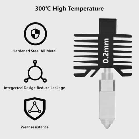 Upgrade 0.2mm Steel Hotend Kit For Bambu Lab X1C ، P1 Series ، 3D Printer 300 ℃ درجة حرارة عالية جميعها مجموعة فوهة Desige Hot End لـ P1P ، P1P in Saudi Arabia