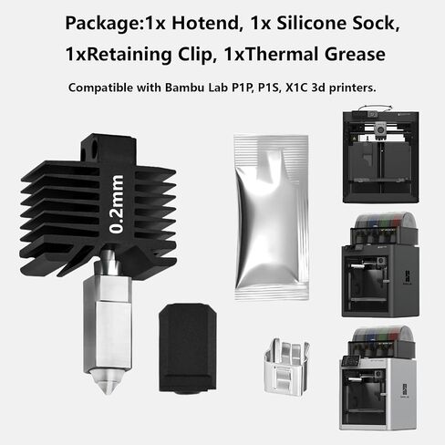 Upgrade 0.2mm Steel Hotend Kit For Bambu Lab X1C ، P1 Series ، 3D Printer 300 ℃ درجة حرارة عالية جميعها مجموعة فوهة Desige Hot End لـ P1P ، P1P in Saudi Arabia
