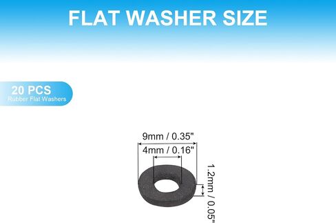 PATIKIL 20 Pcs Flat Rubber Washers 0.16" ID 0.35" OD 0.05" Thickness Sealing Rubber Spacer Gasket for Bolts Faucets Screws Hose Plumbing, Black in Saudi Arabia