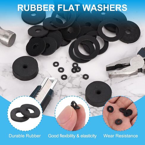 PATIKIL 20 Pcs Flat Rubber Washers 0.16" ID 0.35" OD 0.05" Thickness Sealing Rubber Spacer Gasket for Bolts Faucets Screws Hose Plumbing, Black in Saudi Arabia