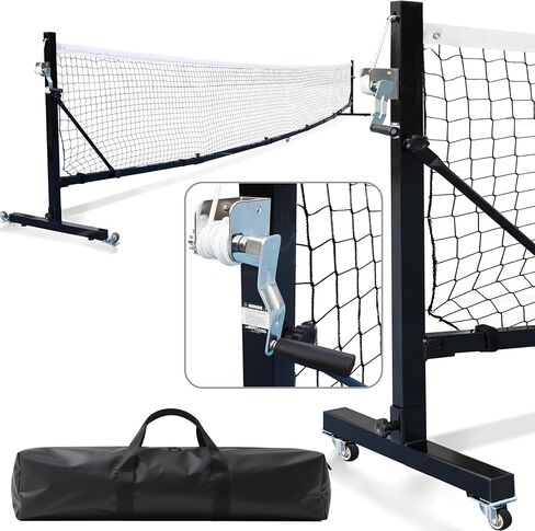 PRO PICTABLE PICKLEBALL NET مع Wheels-Tournament بطول 22 قدمًا من الحجم اليدوي الواجب الواجب الواجب الفولاذ in Saudi Arabia