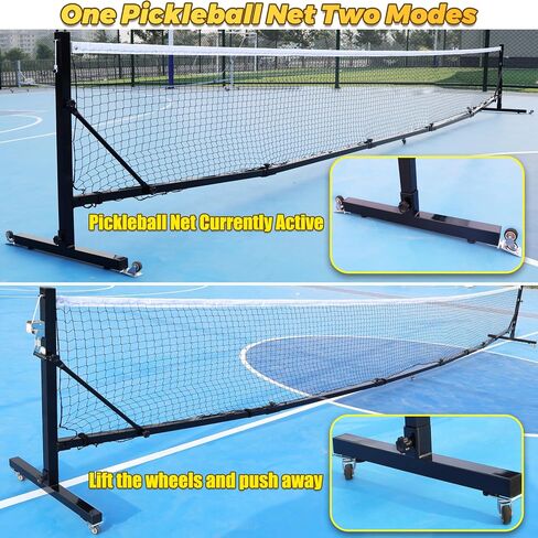 PRO PICTABLE PICKLEBALL NET مع Wheels-Tournament بطول 22 قدمًا من الحجم اليدوي الواجب الواجب الواجب الفولاذ in Saudi Arabia