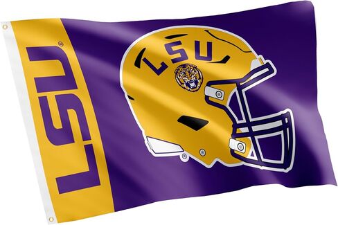 Desert Cactus Louisiana University Flag - 3 × 5 أقدام لافتة LSU Tigers ، النسيج المتين الداخلي/الخارجي ، تصميم البوليستر 100 ٪ (النمط Q) in Saudi Arabia