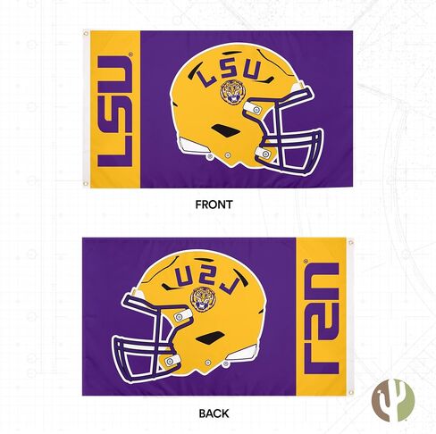 Desert Cactus Louisiana University Flag - 3 × 5 أقدام لافتة LSU Tigers ، النسيج المتين الداخلي/الخارجي ، تصميم البوليستر 100 ٪ (النمط Q) in Saudi Arabia
