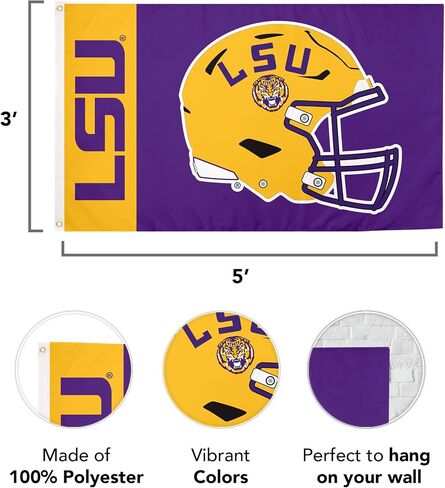 Desert Cactus Louisiana University Flag - 3 × 5 أقدام لافتة LSU Tigers ، النسيج المتين الداخلي/الخارجي ، تصميم البوليستر 100 ٪ (النمط Q) in Saudi Arabia