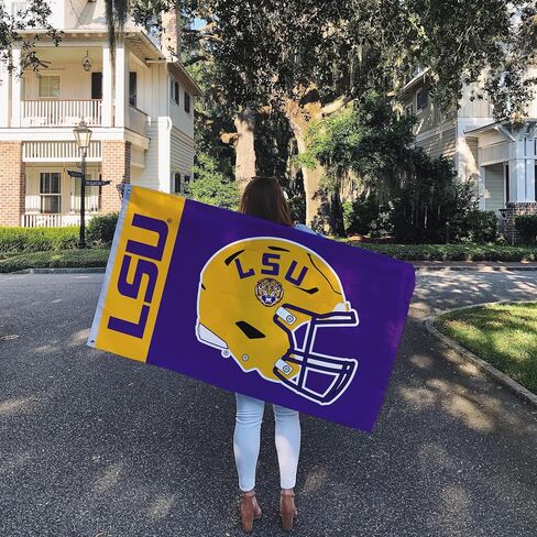 Desert Cactus Louisiana University Flag - 3 × 5 أقدام لافتة LSU Tigers ، النسيج المتين الداخلي/الخارجي ، تصميم البوليستر 100 ٪ (النمط Q) in Saudi Arabia