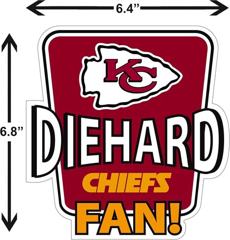 Siskiyou Sports NFL Kansas City Chiefs Die-Hard Fan Auto Decal, Team Colors, One Size in Saudi Arabia
