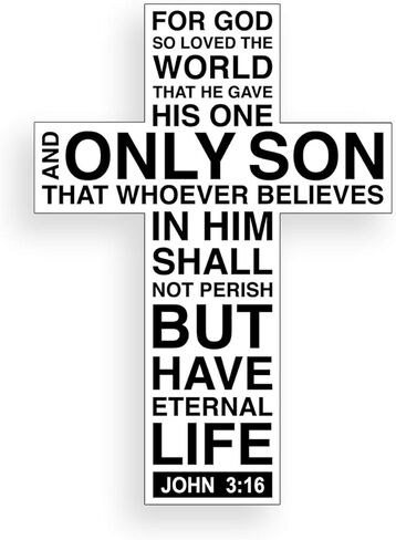 John 3:16 Script Cross Sticker Handwritten Religious Word Car Window Bumper Vinyl Decal in Saudi Arabia