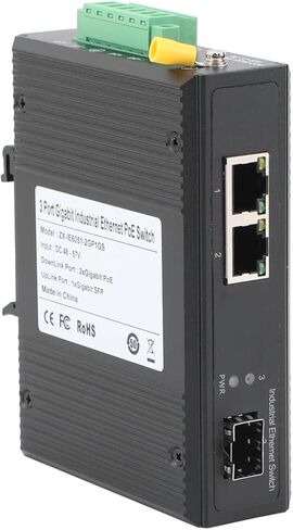 2PCS Gigabit Industrial POE Switch- 1 SFP Port to 2 PJ45 10/100/1000M Ethernet Network Switch with 1Pair SFP Module-2LC 550M, Desktop/Din Rail Mount, Plug & Play in Saudi Arabia