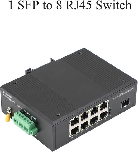 2PCS Gigabit Industrial POE Switch- 1 SFP Port to 8 PJ45 10/100/1000M Ethernet Network Switch with Module, Desktop/Din Rail Mount, Plug & Play in Saudi Arabia