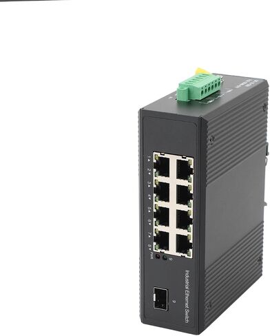 2PCS Gigabit Industrial POE Switch- 1 SFP Port to 8 PJ45 10/100/1000M Ethernet Network Switch with Module, Desktop/Din Rail Mount, Plug & Play in Saudi Arabia